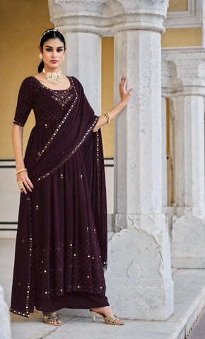 Georgette Party Wear Salwar Kameez with Thread and Embroidered Squence work
