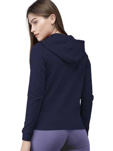 Blue Colour Premium Zip Hoodie For Women's