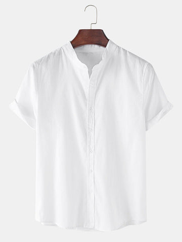 White Colour Men's Casual Wear Cotton Blend Plain Shirt