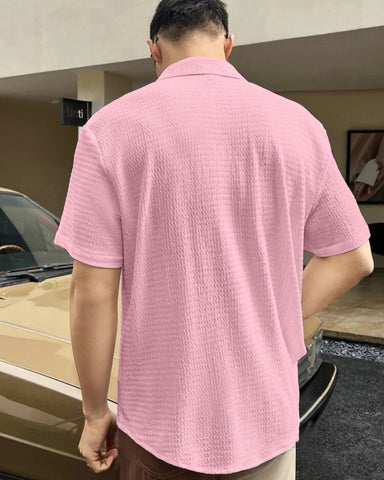 Pink Colour Men's Casual Wear Cotton Structured Shirt